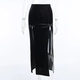Seductive Black Velvet Split Skirt with High Waist and Bows for Goths