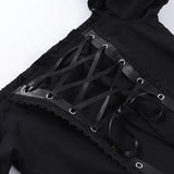 レディース ゴシック バンデージ トップ ブラック レースと紐付き