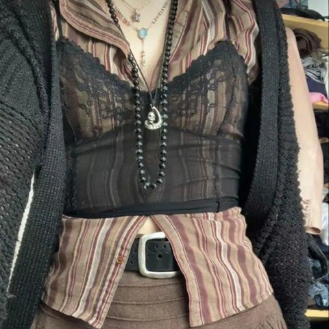 Spitzen-Crop-Top im Fairycore-Stil mit V-Ausschnitt