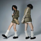 Grunge Green Longsleeve Shirt with Graffiti Print