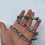 Punk-Rock Necklace with Metal Studs for a Striking Gothic Look