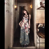 Colorful Gyaru Halter Top for a Unique High-Street Look in Summer**