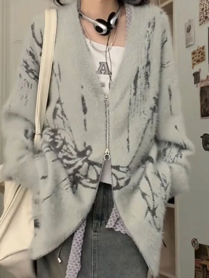 Cozy Cardigan in Korean Style Stylish with Zipper