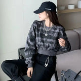 Crop Sweatshirt in E-Girl Style with Gothic Writing and Tie-Dye