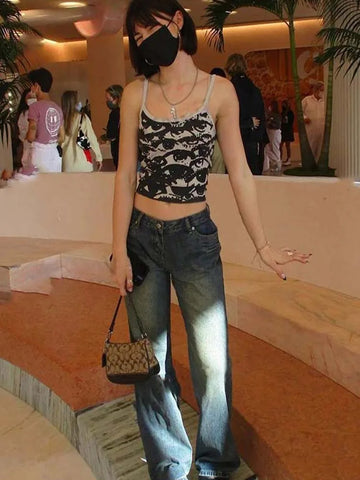 Alternatives Graphic Crop Top in Grunge Style