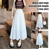 Elegant White Umbrella Skirt for Summer in A-Line Style