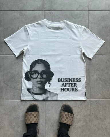 Y2K Hip Hop Oversized T-Shirt with "BUSINESS AFTER HOURS"