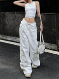 White Baggy Cargo Jeans in Y2K Style – Kpop Pants for Women