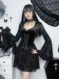 Gothic Ruffle Mini Dress with V-neck
