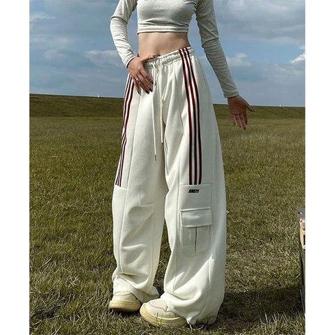 Oversized striped pants for women Y2K Streetwear Cargo Jogger