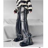 Unisex-Hose e-girl weiß und schwarz verwaschener Baggy -Schnitt