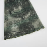 Fairy Grunge Graphic Crop Top with Slit Collar in Green