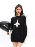 Comfortable Y2K Sweater with Off-Shoulder Design and Star Motif