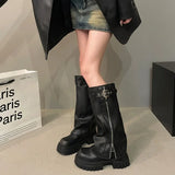 Ladies Biker Boots with Buckle for a Grunge Look