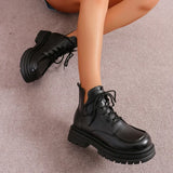 Stylish brown ankle boots for women Autumn/Winter platform-lace-u