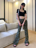 Camouflage High-Waisted Trousers Grunge Jeans