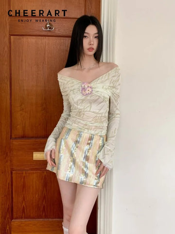 Off-Shoulder Mesh Top for Women Kinky Indie Style