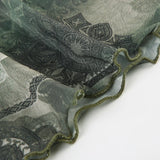 Fairy Grunge Graphic Crop Top with Slit Collar in Green