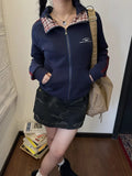 90s Hoodie for Women with Plaid Pattern and Comfortable Fit