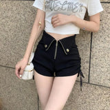 E-Girl Style High-Waisted Shorts with Zipper