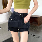 High-waisted Grunge Jean Skirt-Shorts for Women 2 in 1