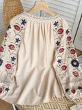 Boho-Chic Blouse with Embroidery Cotton & Linen