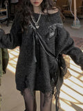 Gothic Oversized Sweater for Women Off-Shoulder Comfortable Style