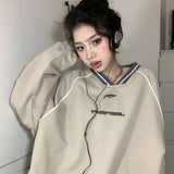 Oversized beige Sweatshirt for Women Korean Fashion