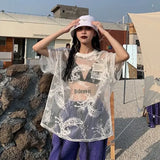 Transparent Lace T-Shirt for Grunge Style