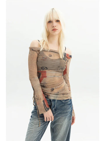 90s Graphic T-Shirt for Women Harajuku Long Sleeve Shirt in Streetwear Style