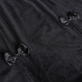 Seductive Black Velvet Split Skirt with High Waist and Bows for Goths