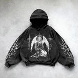 Angel Hoodie in Black Oversized Y2K Sweatshirt