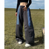 Oversized striped pants for women Y2K Streetwear Cargo Jogger