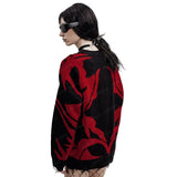 Goth Satan Club Knitted Sweater with Eyelet Details