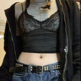 Spitzen-Crop-Top im Fairycore-Stil mit V-Ausschnitt