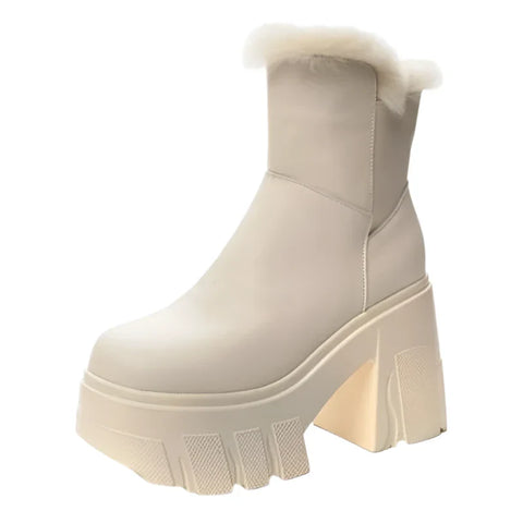 Y3K Style 11cm Platform Wedge Chelsea Boots with Plush