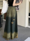 Grunge Women's Maxi Skirt in Used Look with High Cut