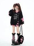 Pink Knit Sweater with Spider Web Design for the E-Girl