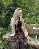 Vintage Boho Maxirock mit elastischem Bund und Rüschensaum