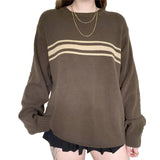 Casual Grunge Knit Sweater with Stripes