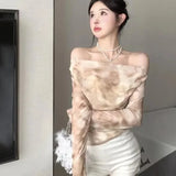 Y2K Batik Shirt with Off-Shoulder Cut for the Ultimate Loo