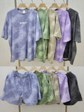 Y2K 2-Piece Set for Women Tie-Dye T-Shirt & Shorts with Pockets